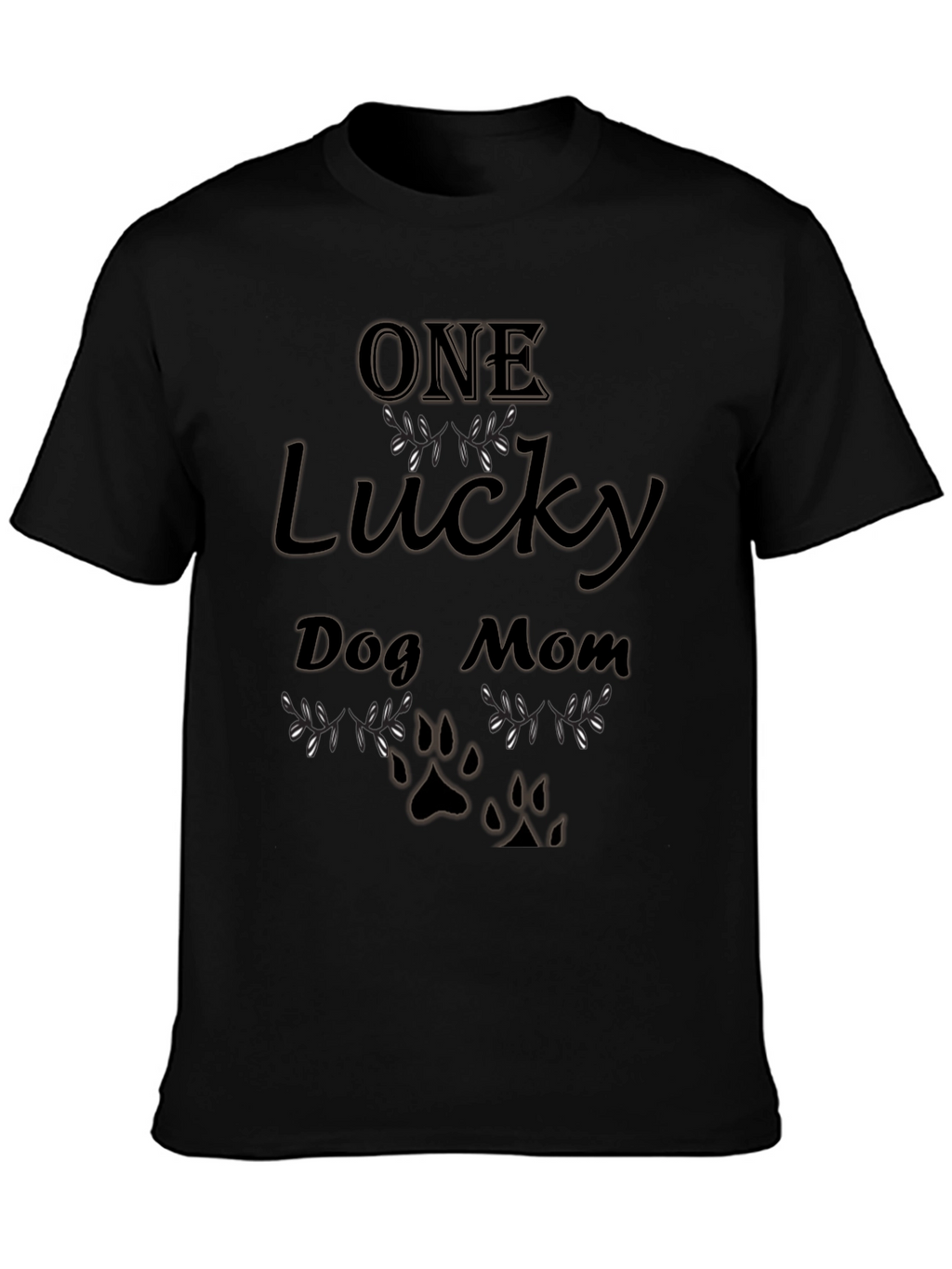One Lucky Dog Mom T-Shirt - Paw Print Tee