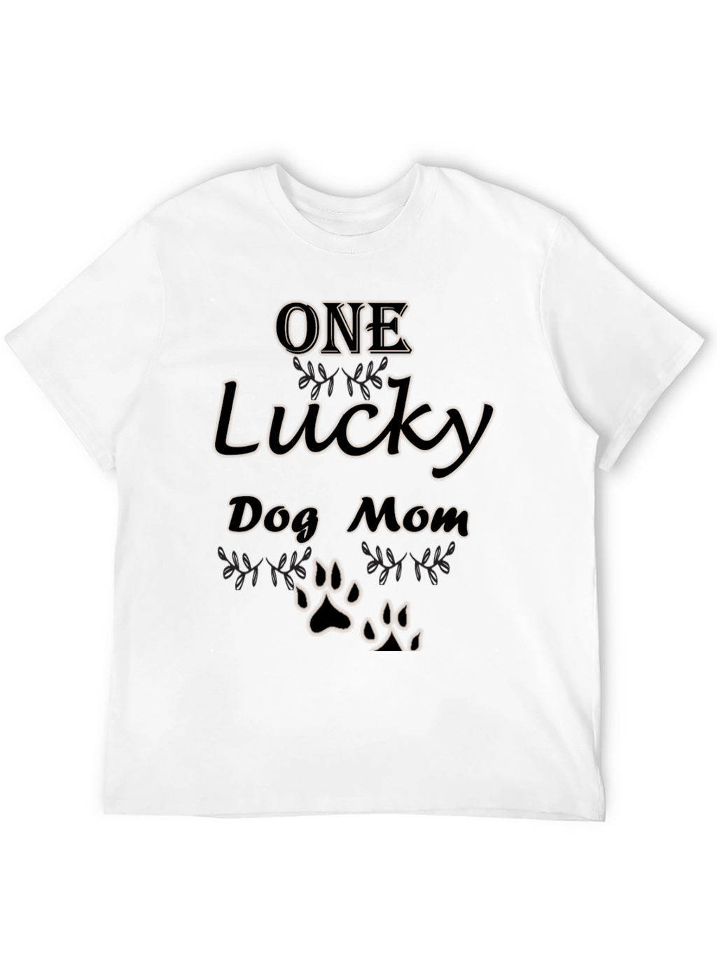 One Lucky Dog Mom T-Shirt - Paw Print Tee