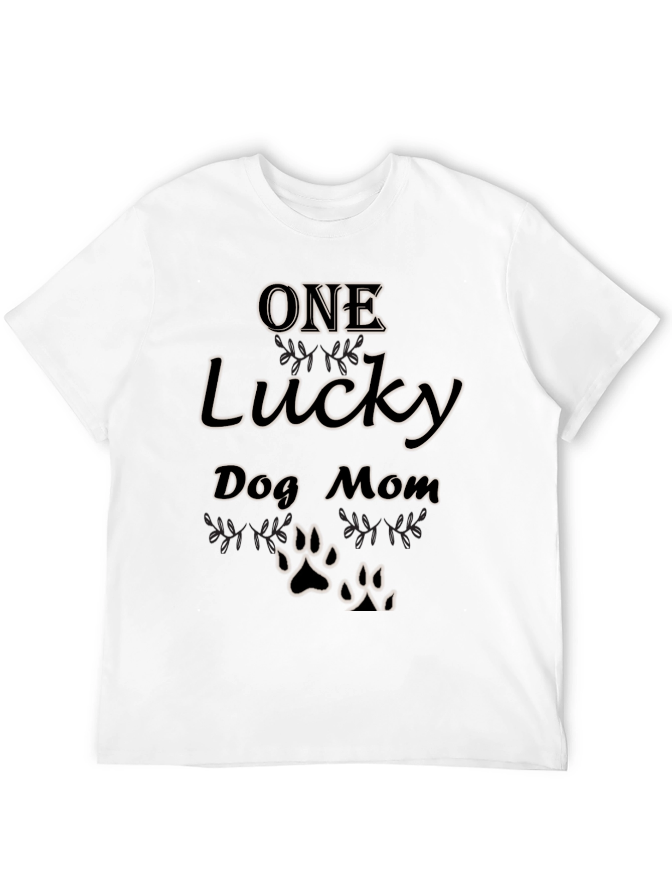 One Lucky Dog Mom T-Shirt - Paw Print Tee