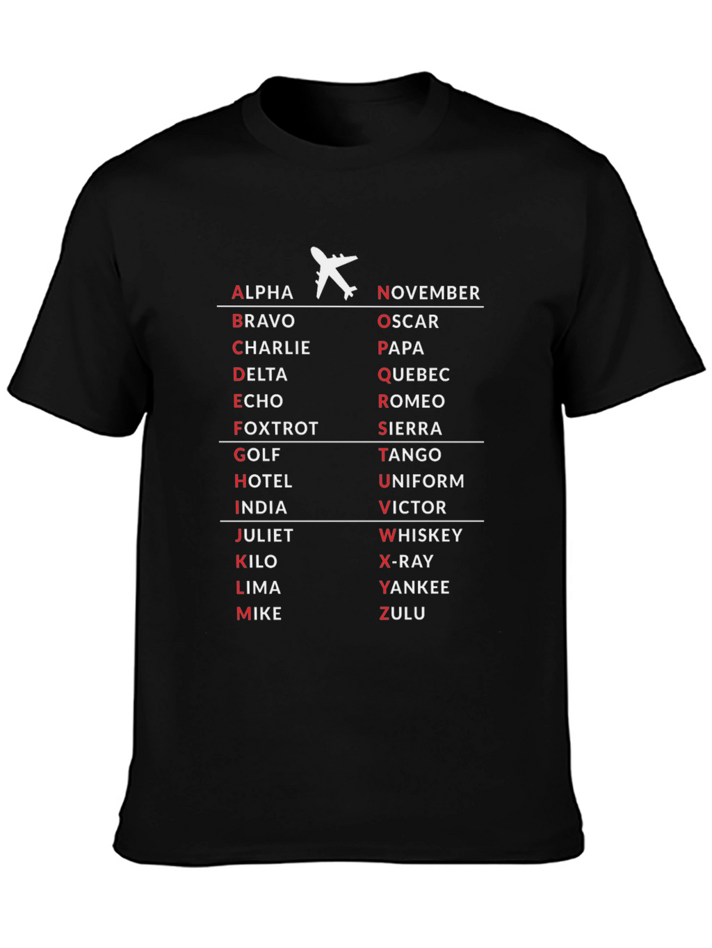 Aviation Alphabet T-Shirt - Pilot Aviation Enthusiast Gift