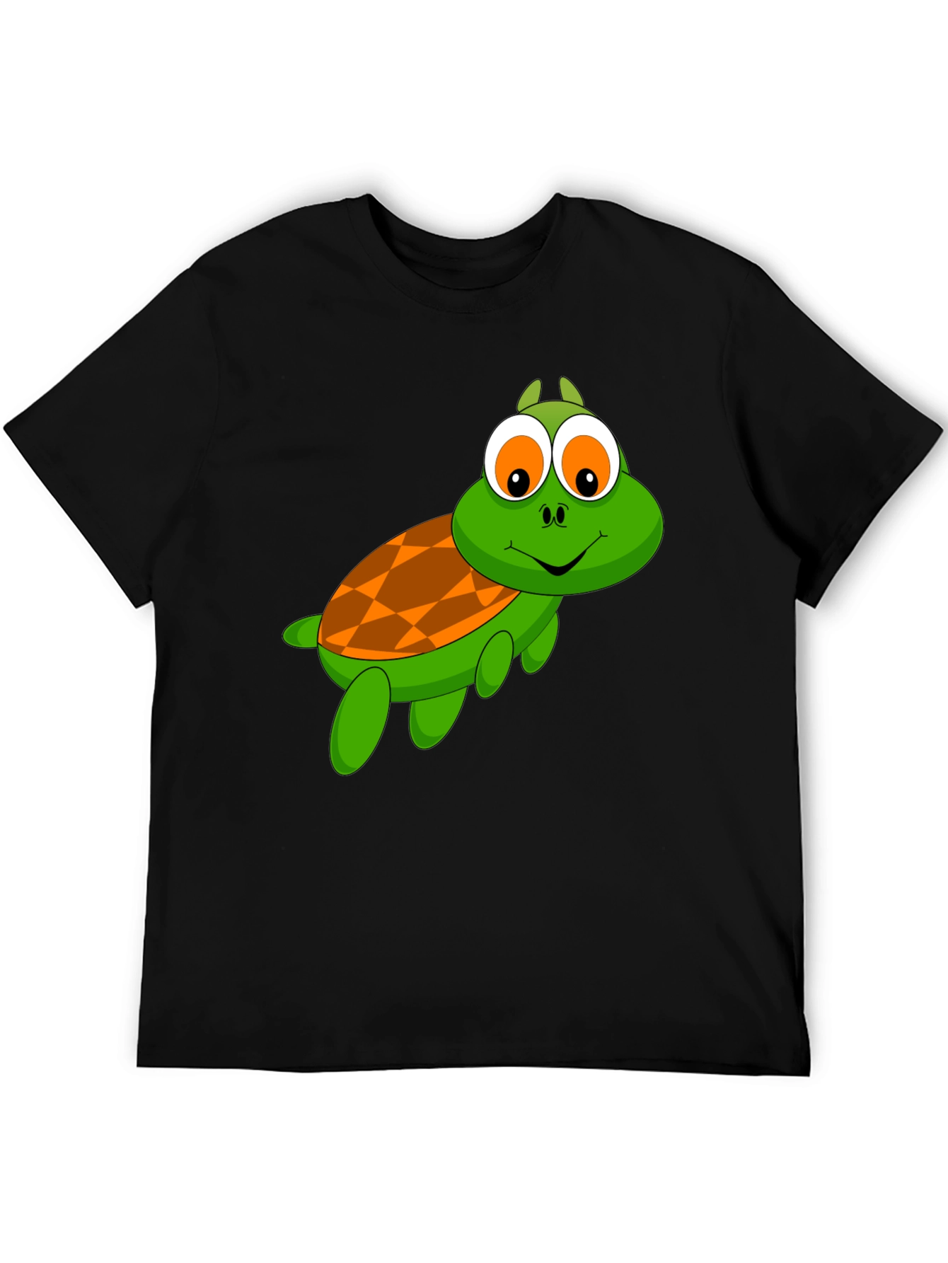 Turtle Cartoon Black T-Shirt