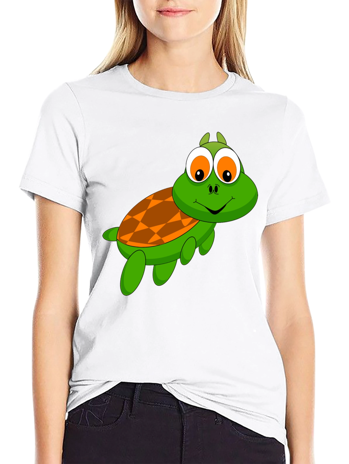 Turtle Cartoon Black T-Shirt