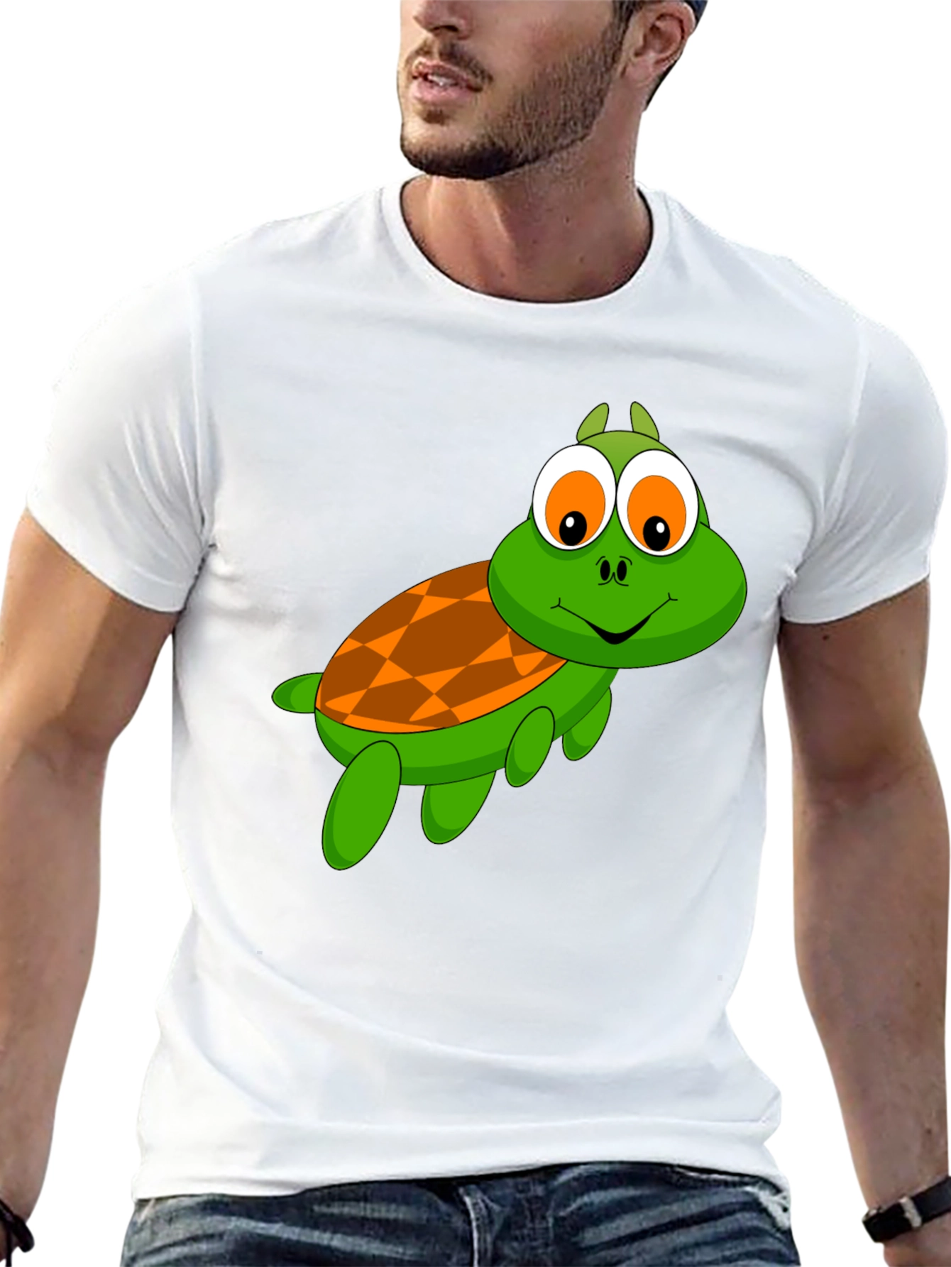 Turtle Cartoon Black T-Shirt