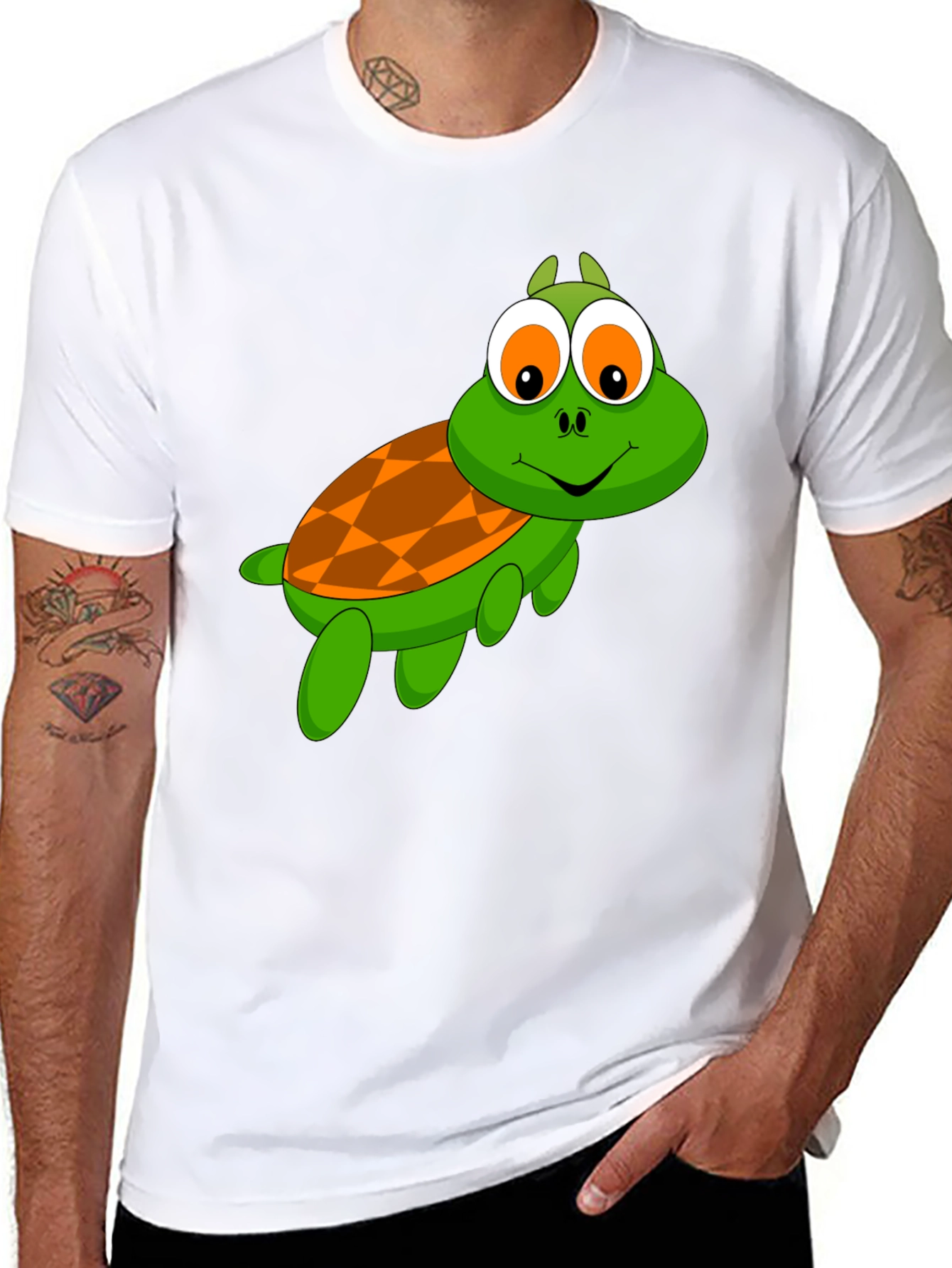 Turtle Cartoon Black T-Shirt