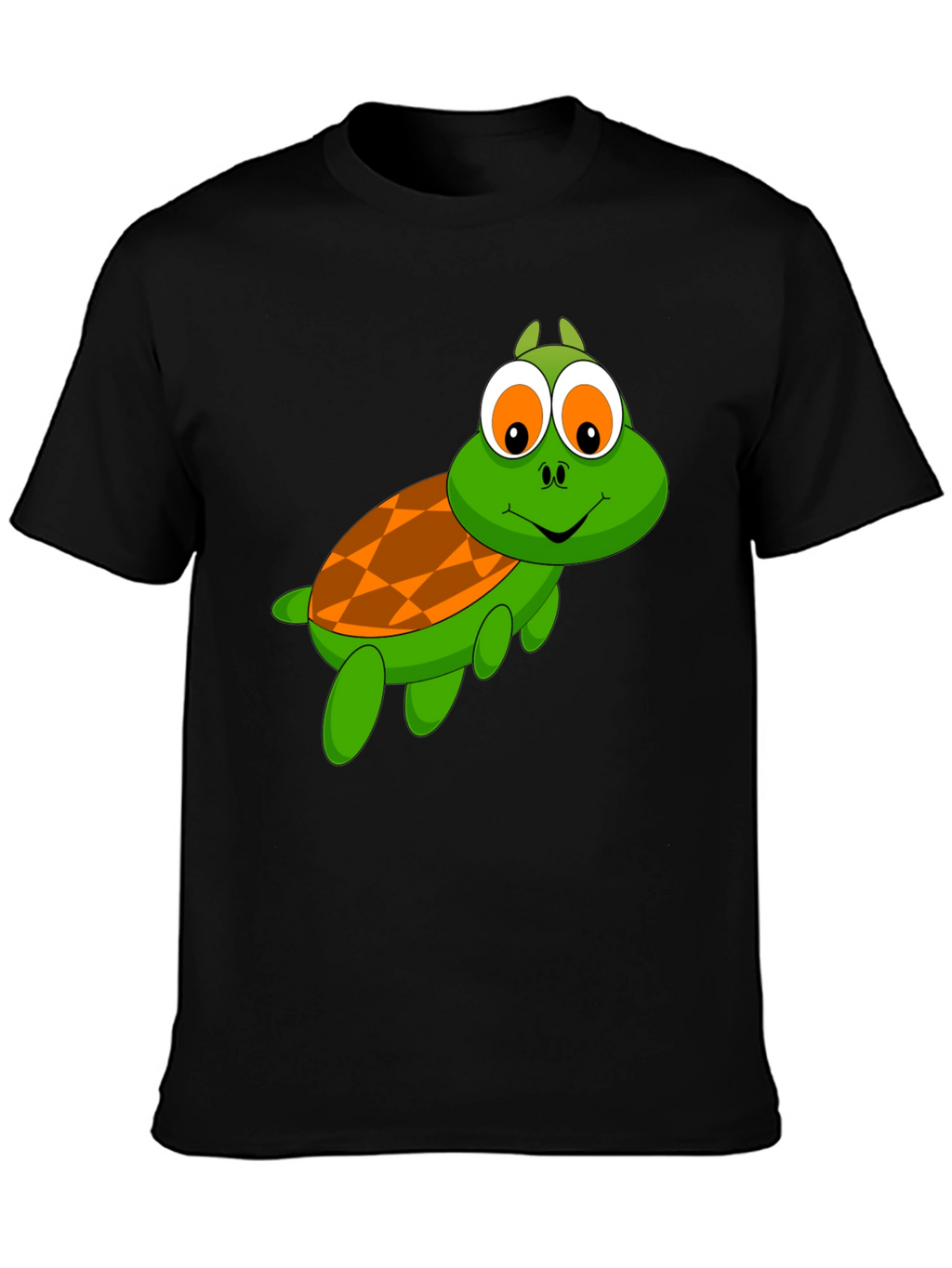 Turtle Cartoon Black T-Shirt