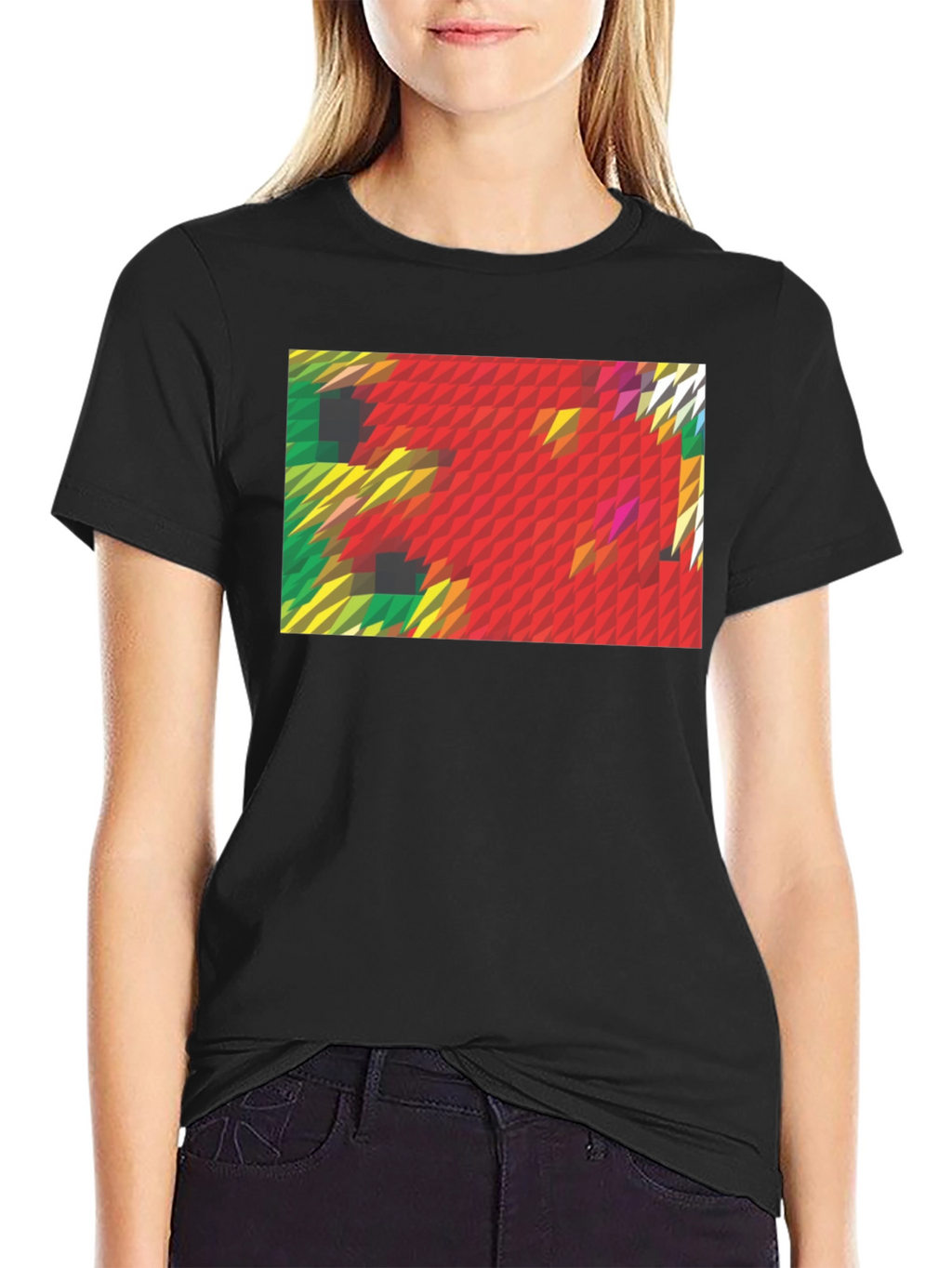 Abstract Geometric Graphic Print Black T-Shirt