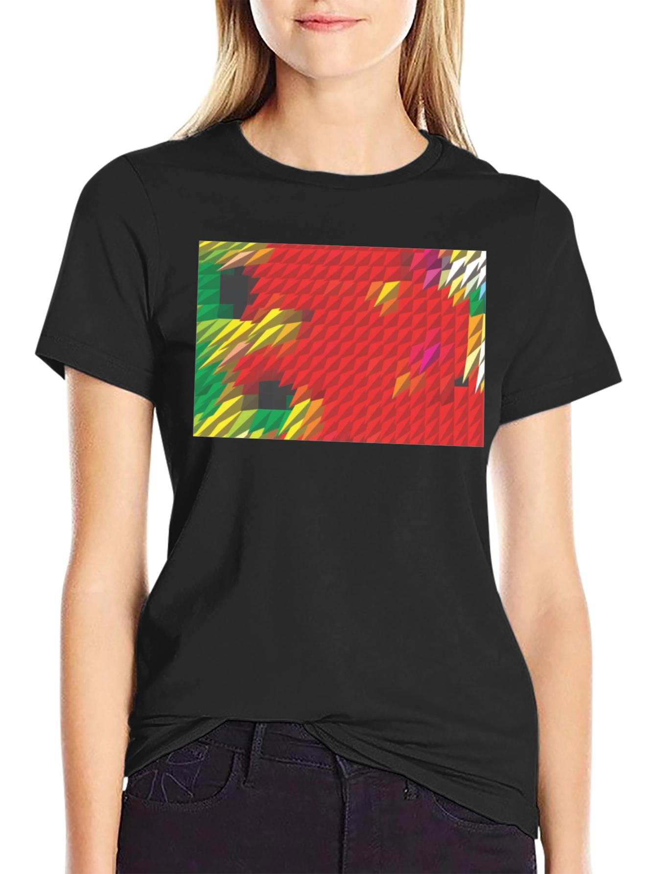 Abstract Geometric Graphic Print Black T-Shirt
