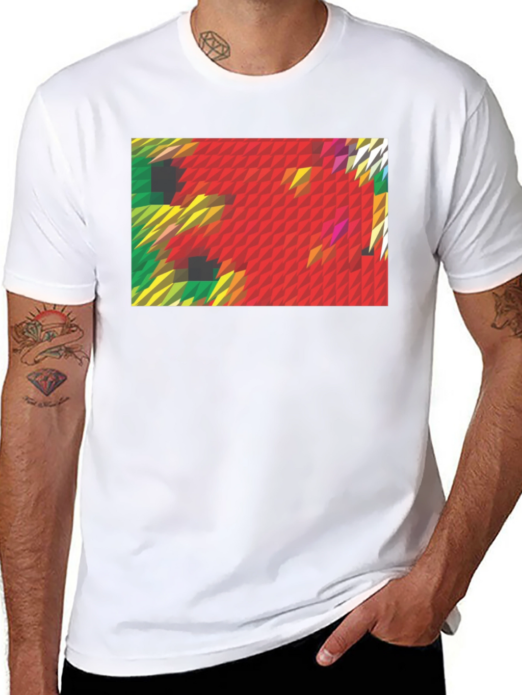 Abstract Geometric Graphic Print Black T-Shirt