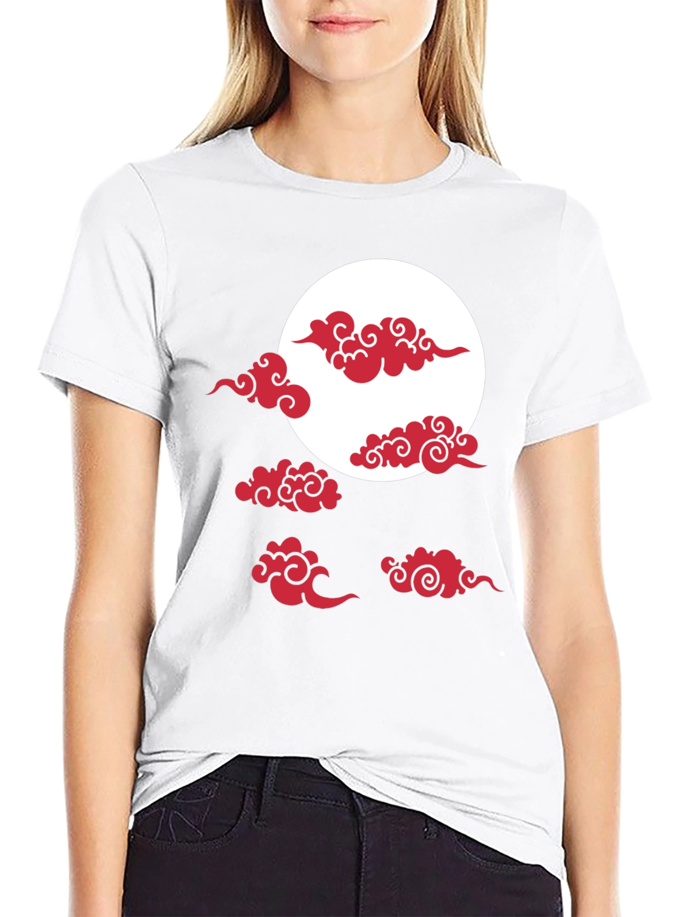 Red Cloud Design Black T-Shirt