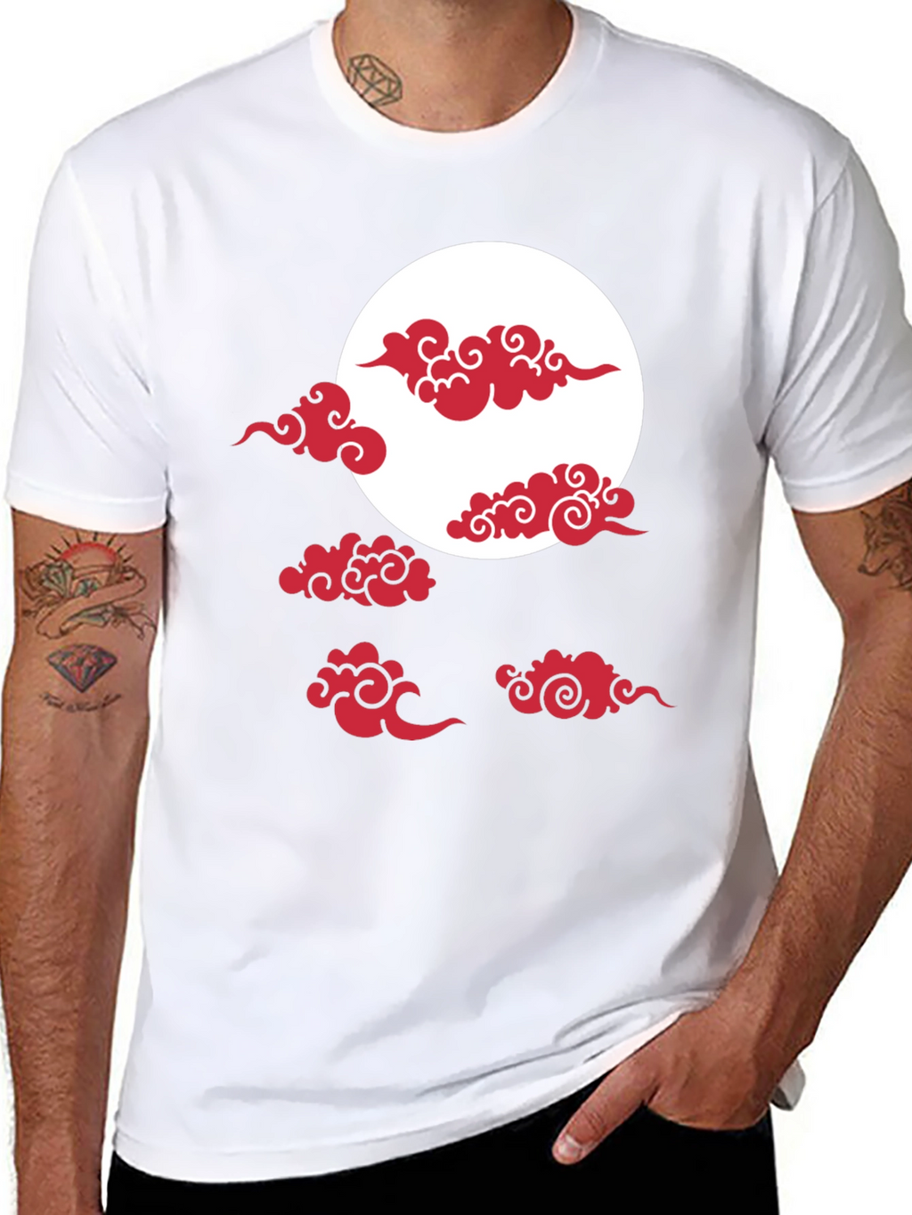 Red Cloud Design Black T-Shirt