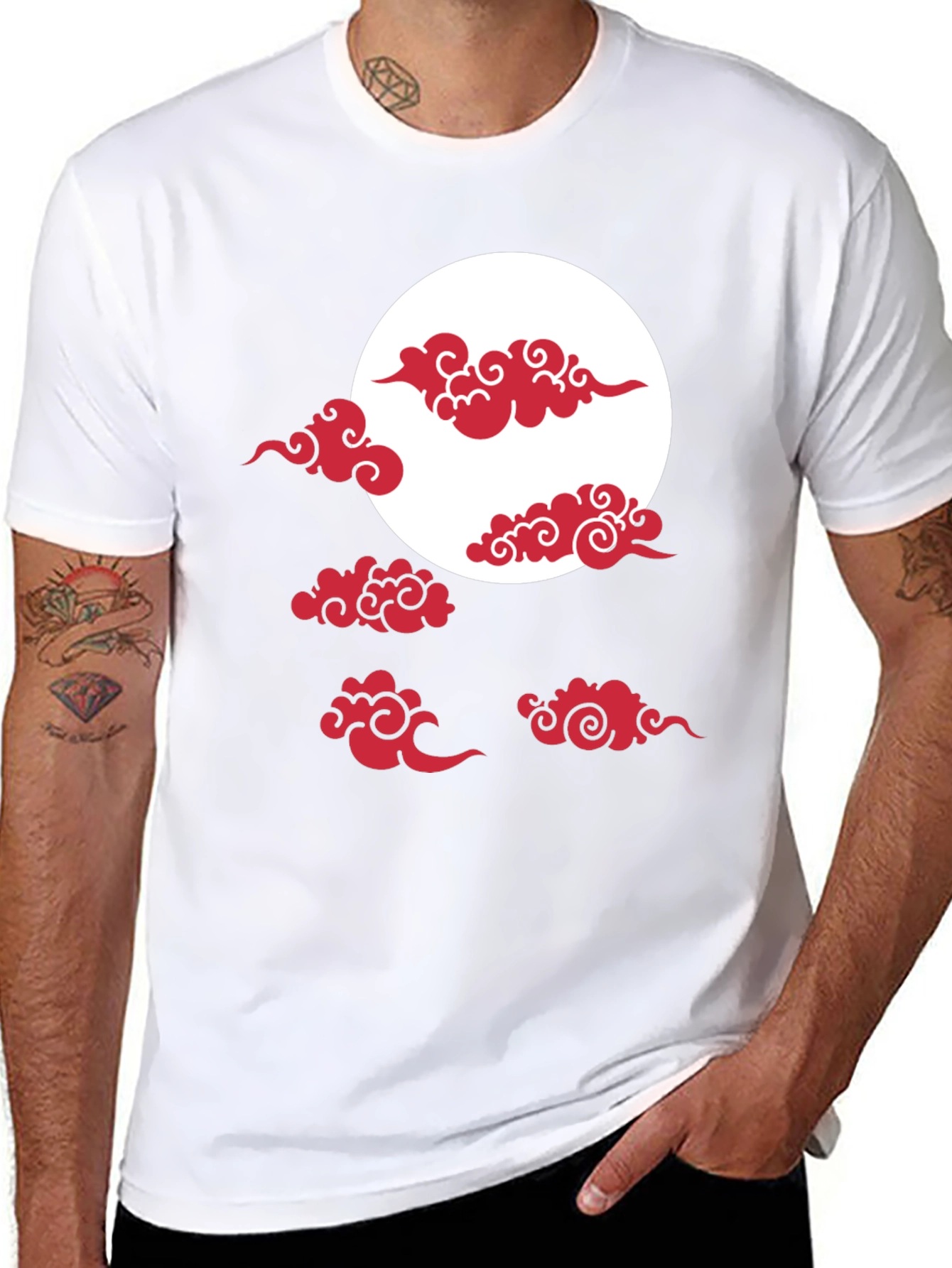 Red Cloud Design Black T-Shirt