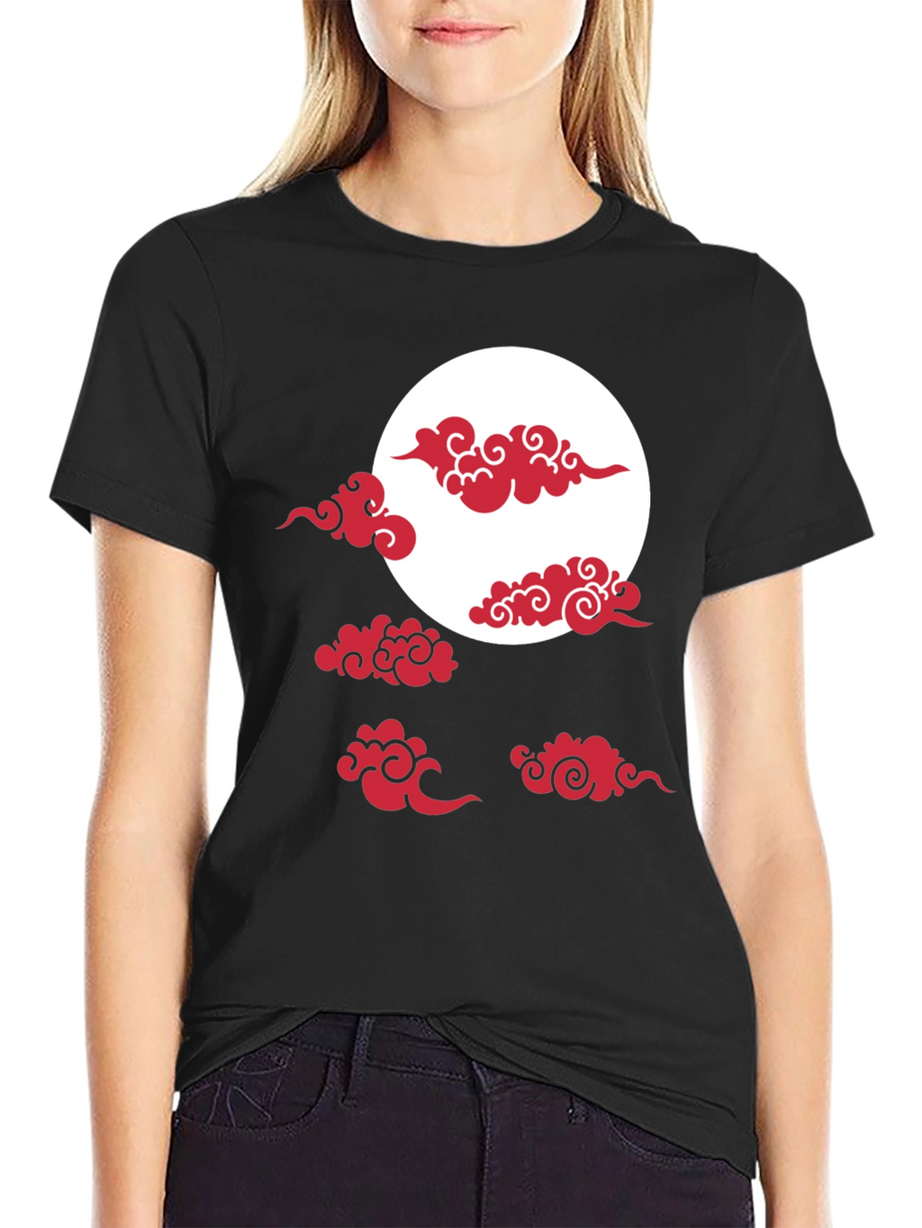 Red Cloud Design Black T-Shirt