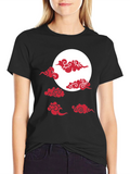 Red Cloud Design Black T-Shirt
