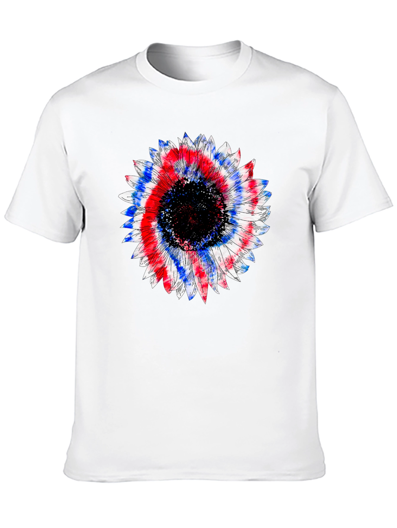 Patriotic Sunflower Graphic Tee - Black Cotton T-Shirt