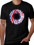 Patriotic Sunflower Graphic Tee - Black Cotton T-Shirt