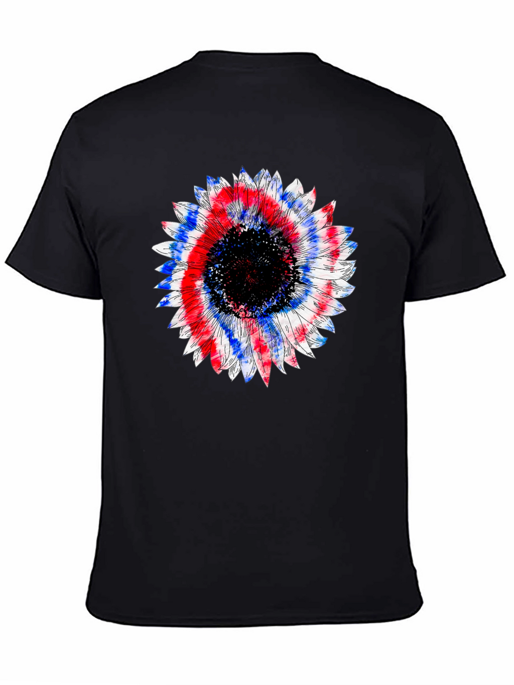 Patriotic Sunflower Graphic Tee - Black Cotton T-Shirt