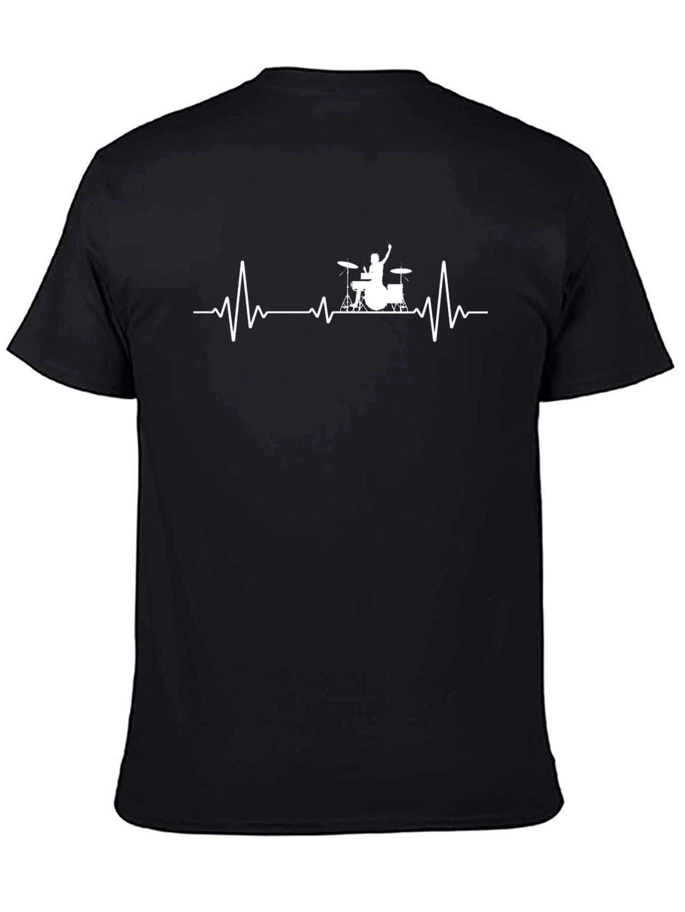 Drummer Heartbeat Graphic Tee - Black Cotton Blend