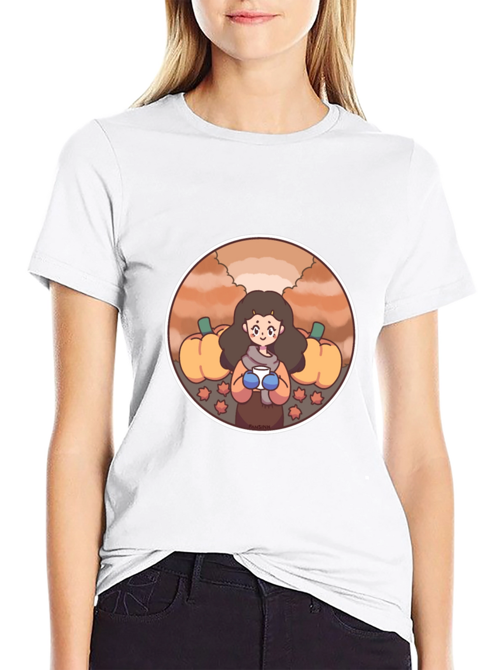 Fall Harvest T-Shirt with Cute Girl Design