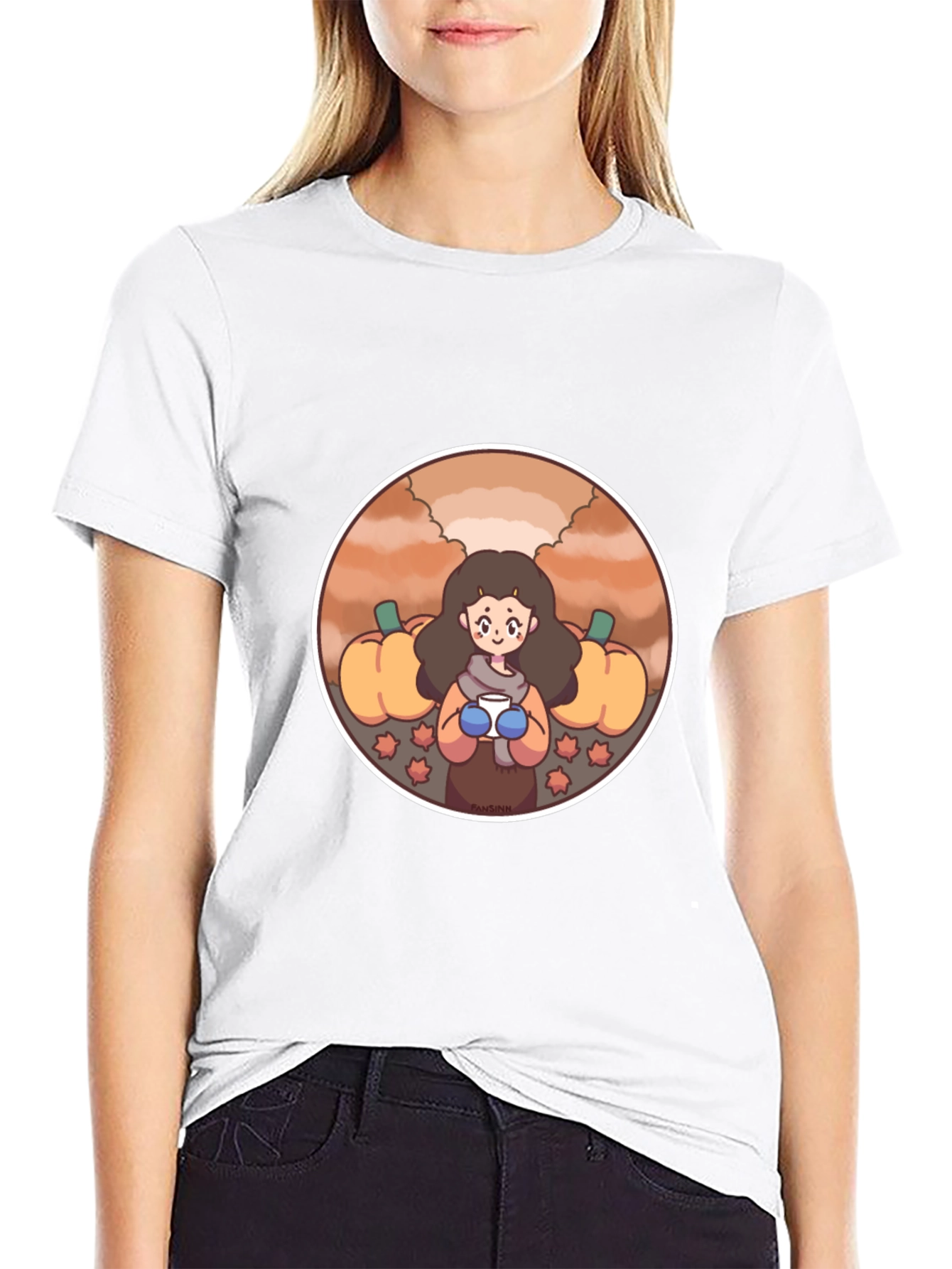 Fall Harvest T-Shirt with Cute Girl Design