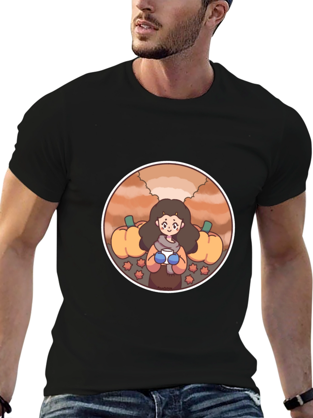 Fall Harvest T-Shirt with Cute Girl Design