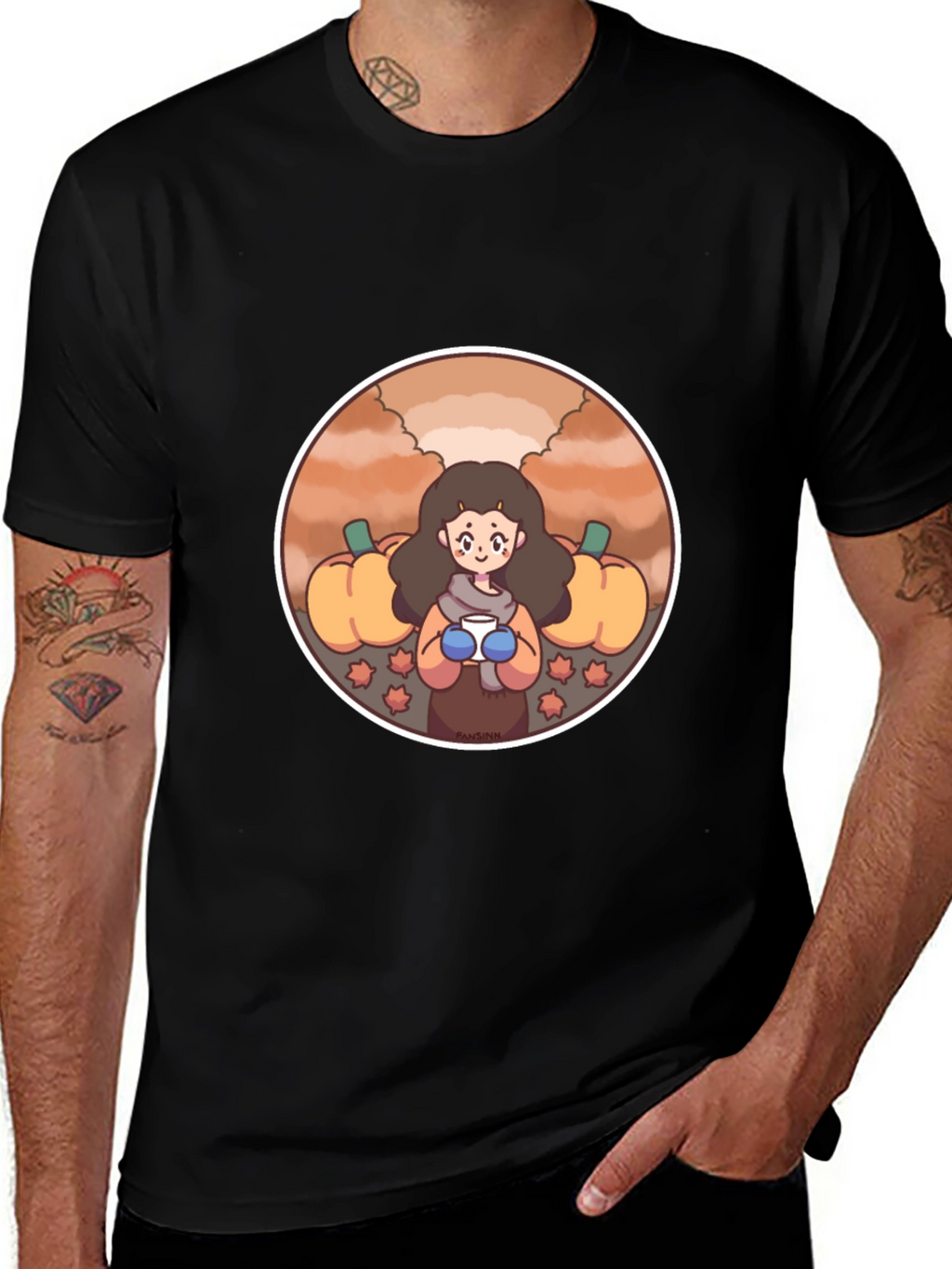 Fall Harvest T-Shirt with Cute Girl Design