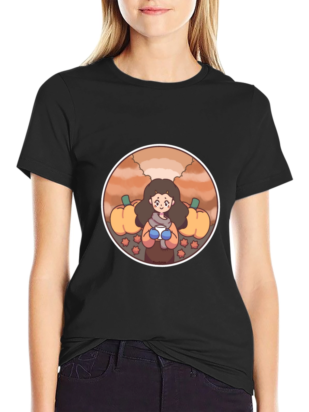 Fall Harvest T-Shirt with Cute Girl Design