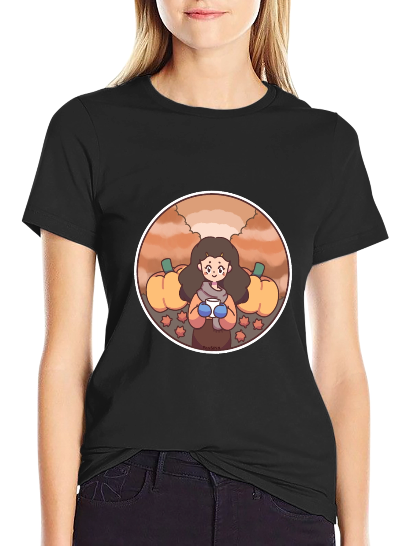 Fall Harvest T-Shirt with Cute Girl Design