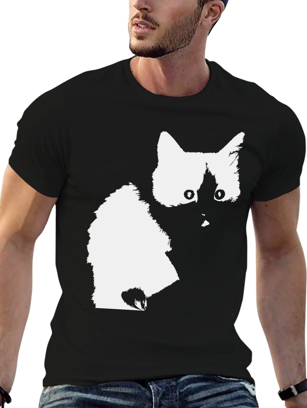 Cat Silhouette Black T-Shirt