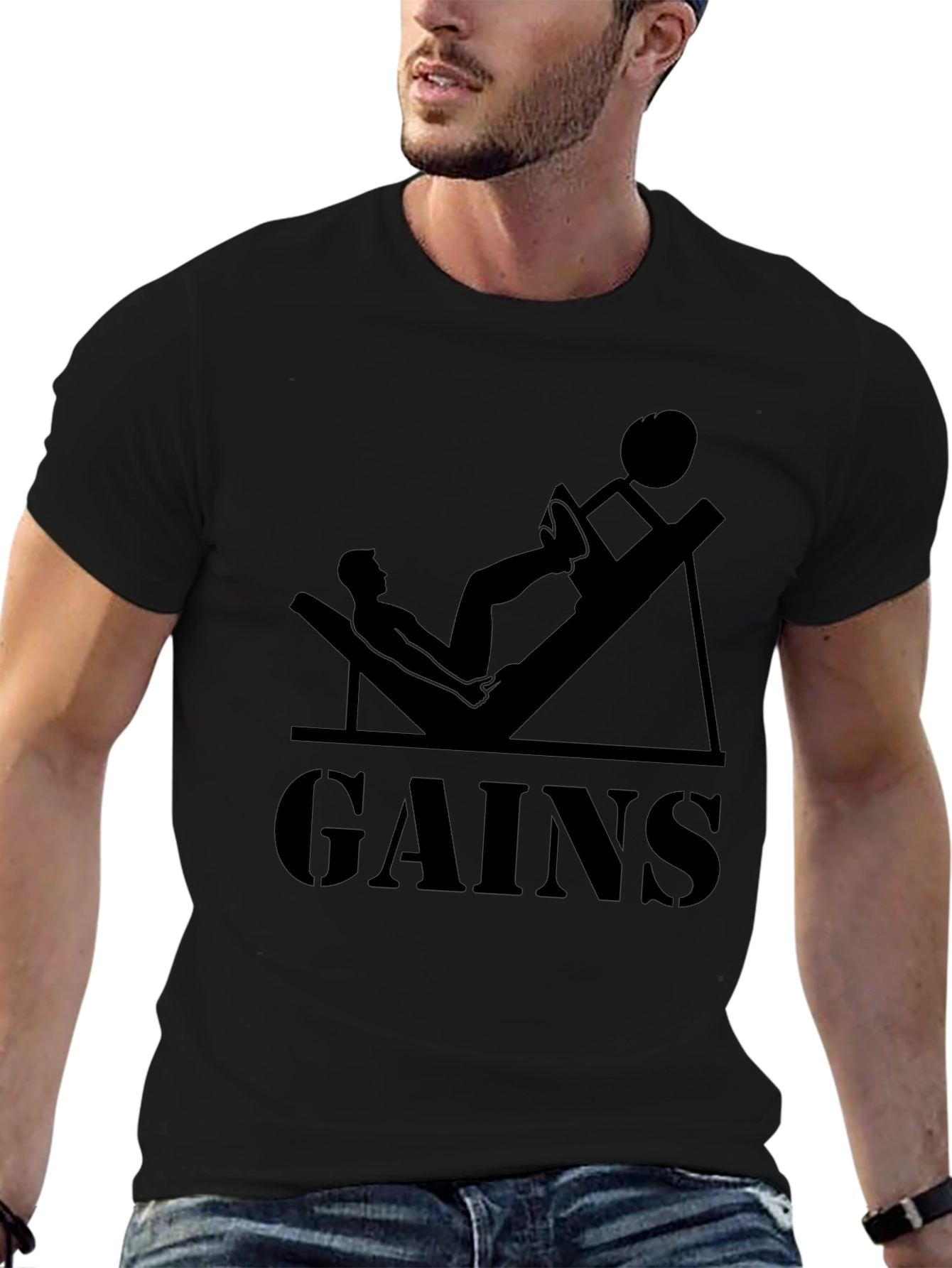 Gains Graphic T-Shirt - Gym Workout Apparel