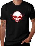 Edgy Skull Graphic Tee - Mens Black Cotton T-Shirt