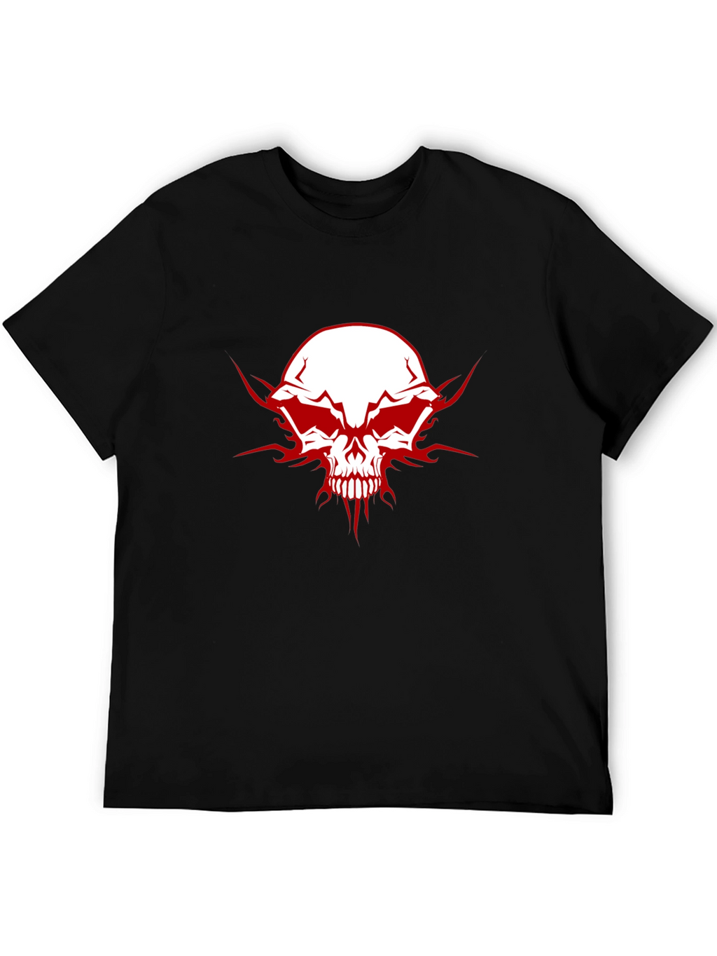 Edgy Skull Graphic Tee - Mens Black Cotton T-Shirt