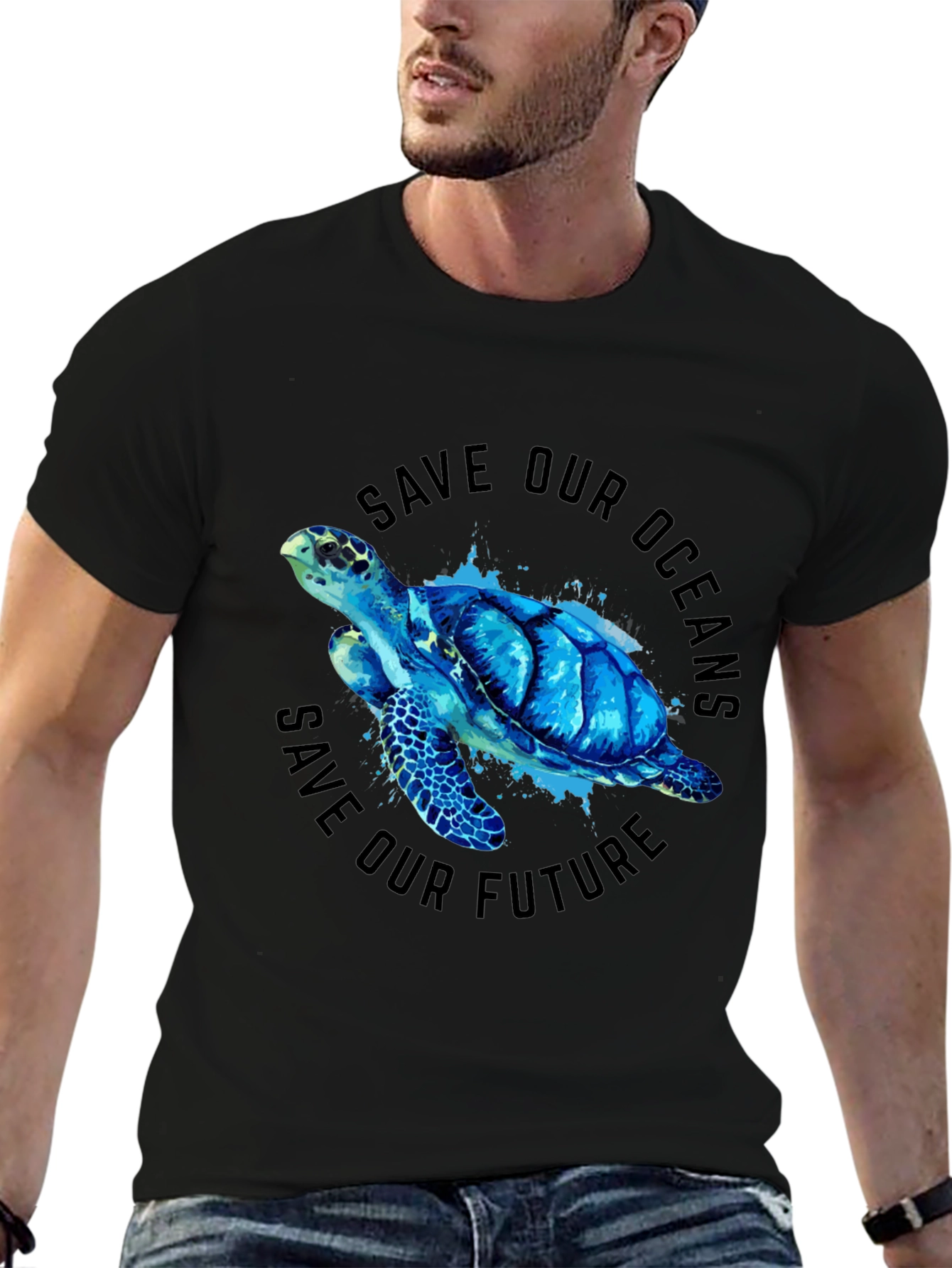 Save Our Oceans Turtle Graphic Tee - Eco-Friendly