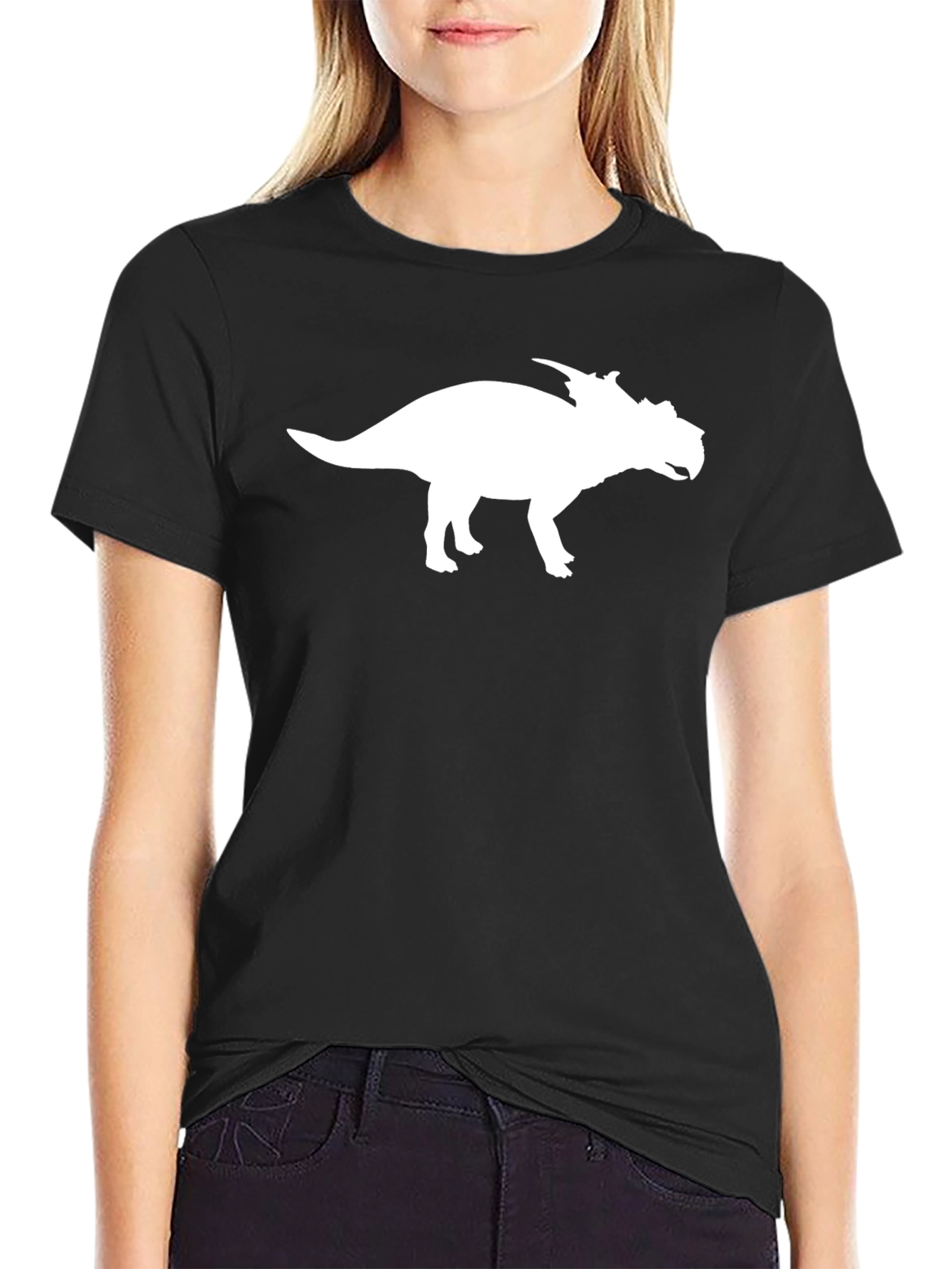 Dinosaur Silhouette Graphic Tee - Stylish Black T-Shirt