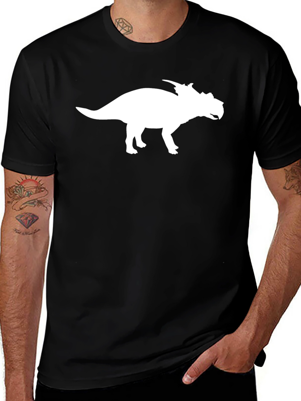 Dinosaur Silhouette Graphic Tee - Stylish Black T-Shirt