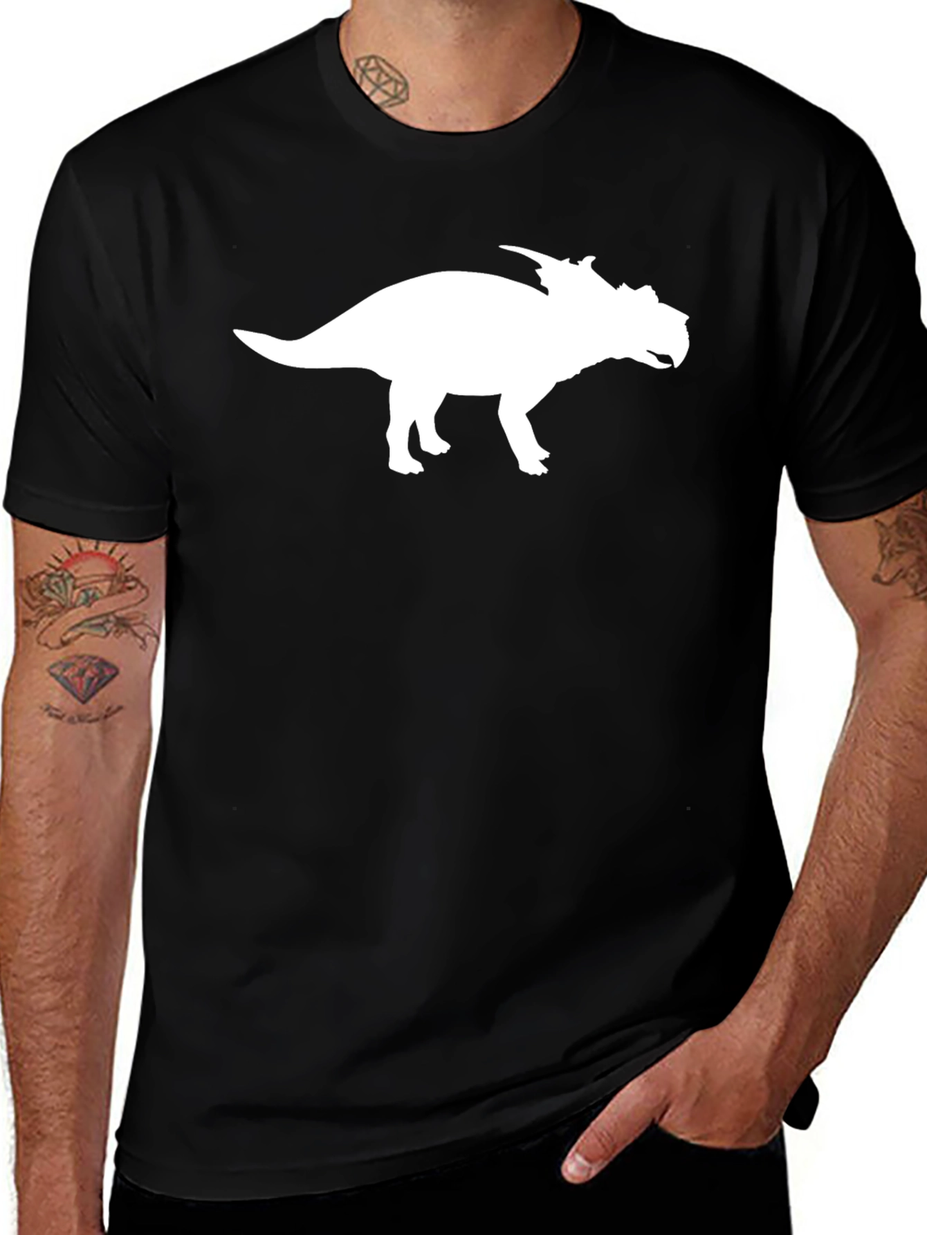 Dinosaur Silhouette Graphic Tee - Stylish Black T-Shirt