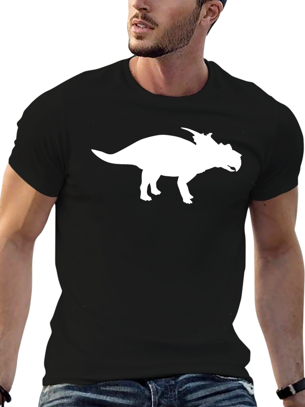 Dinosaur Silhouette Graphic Tee - Stylish Black T-Shirt