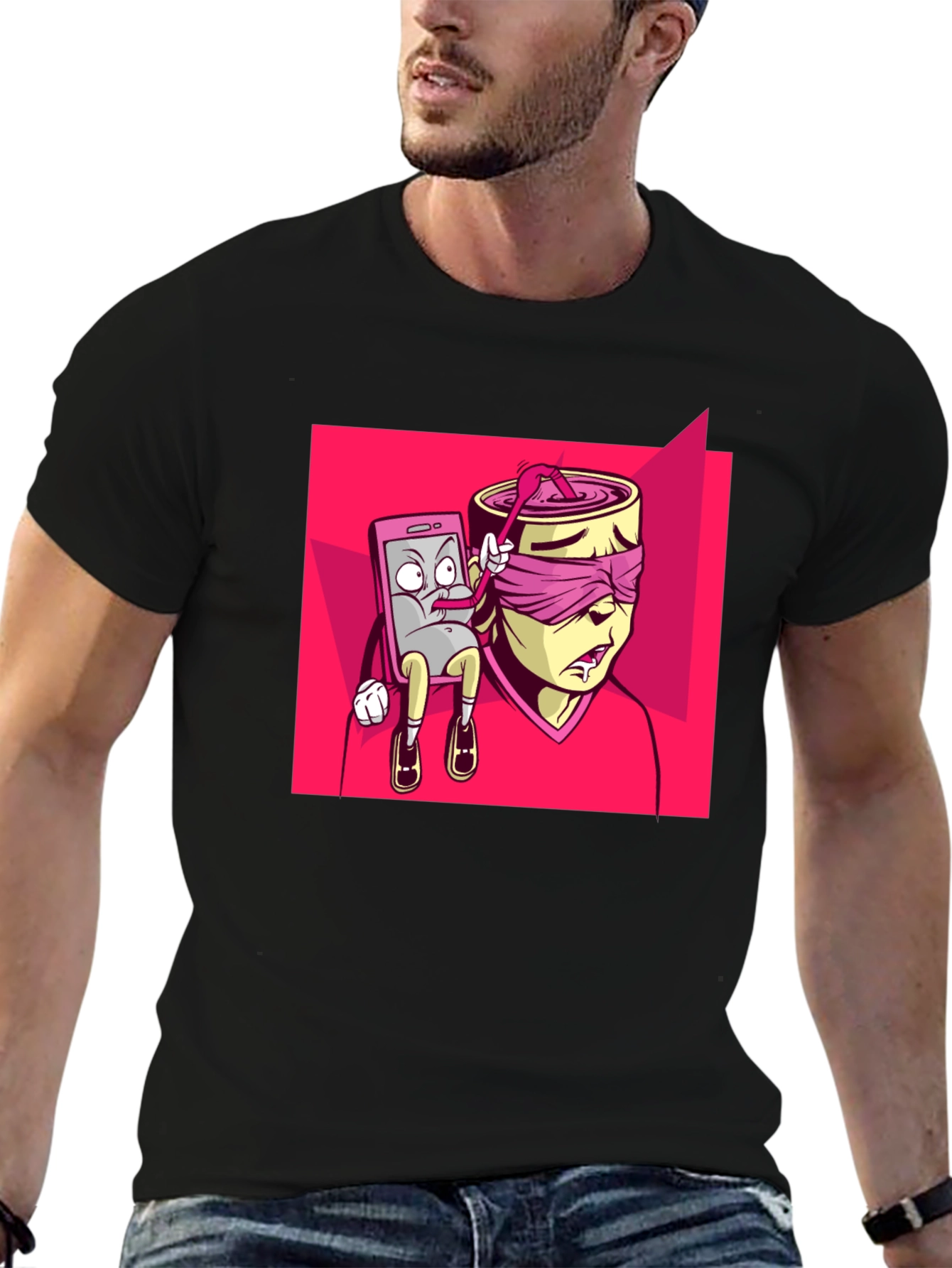 Unique Graphic Print Tee - Black T-Shirt