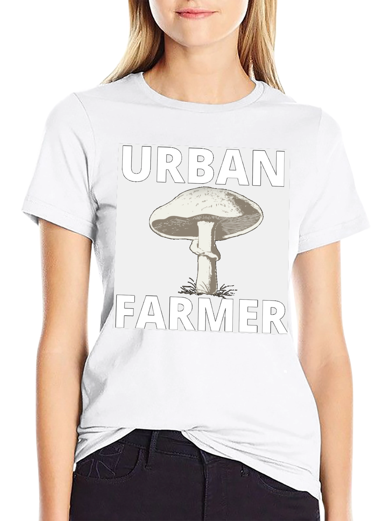 Urban Farmer Mushroom Graphic Tee - Black Cotton Shirt