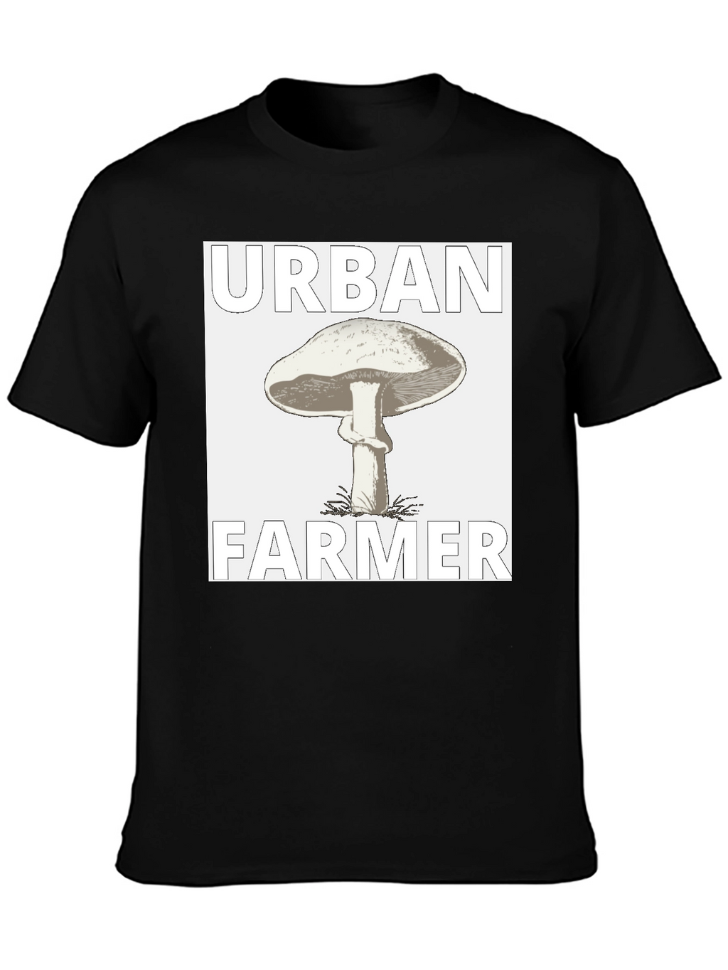 Urban Farmer Mushroom Graphic Tee - Black Cotton Shirt
