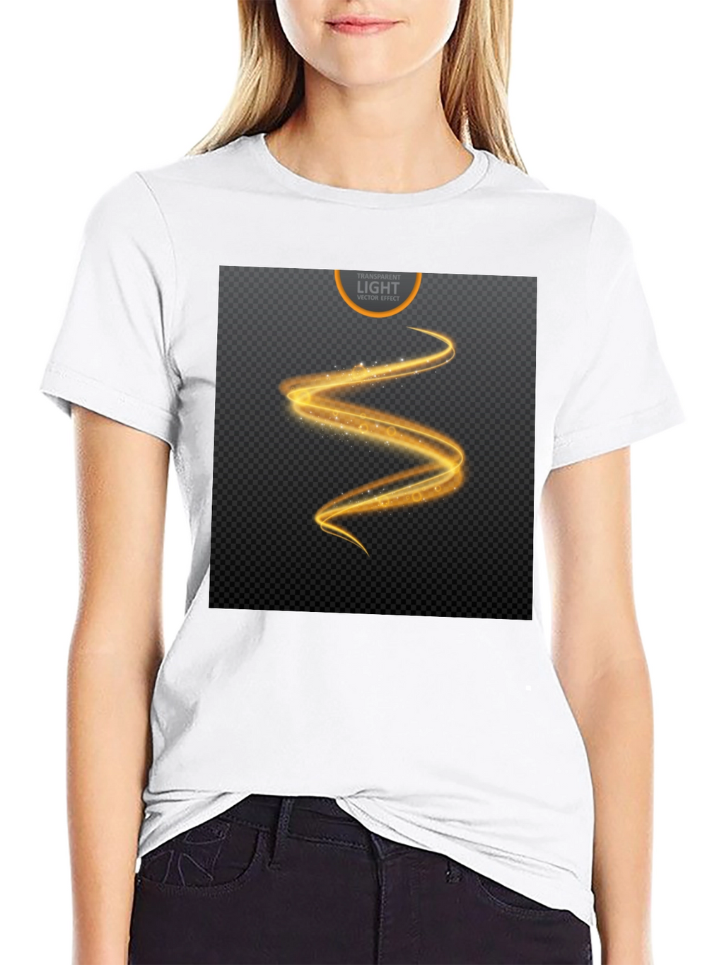 Elegant Black T-Shirt with Golden Swirl Design