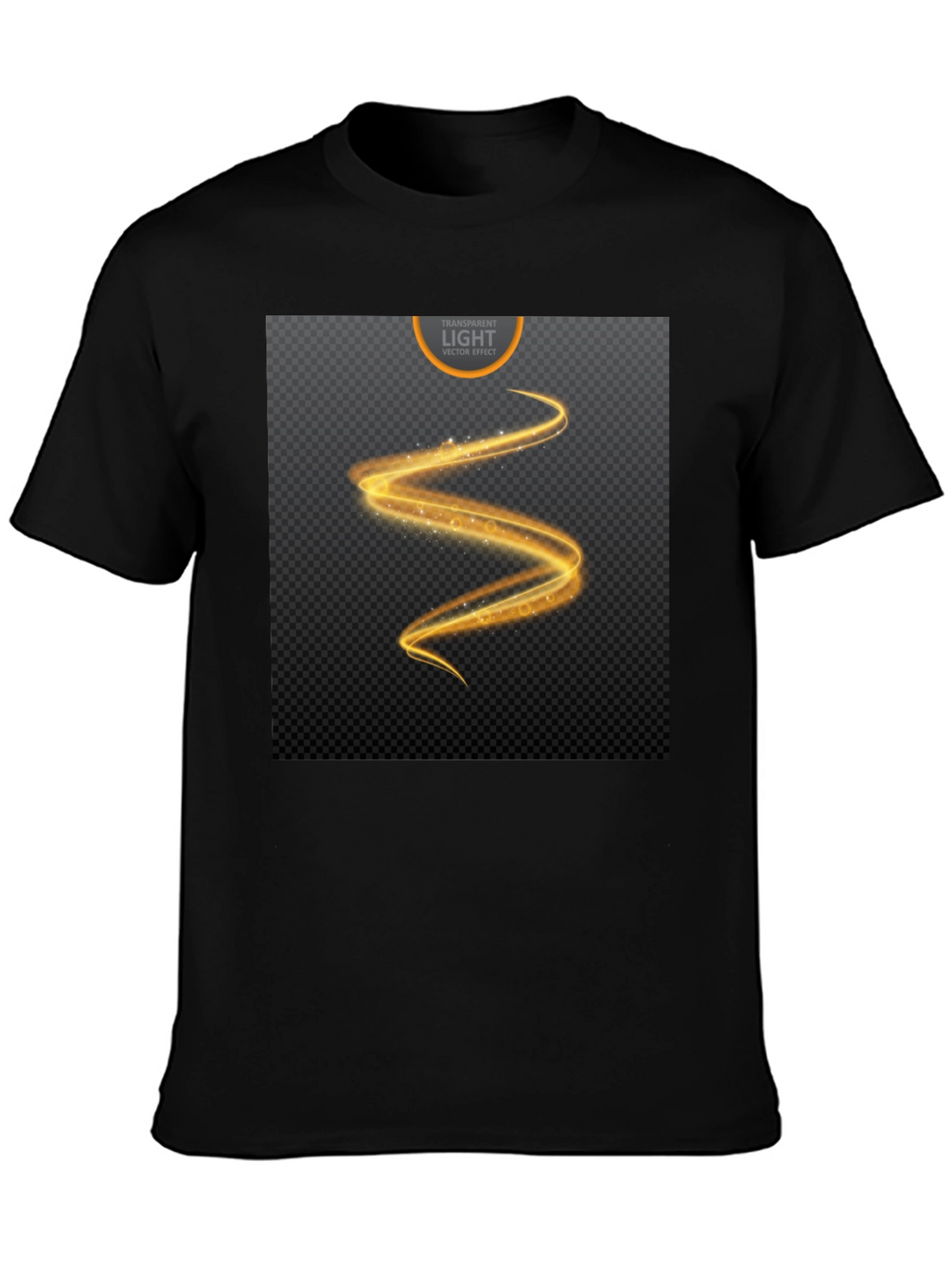 Elegant Black T-Shirt with Golden Swirl Design