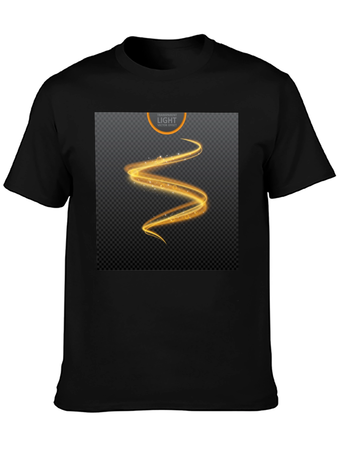 Elegant Black T-Shirt with Golden Swirl Design