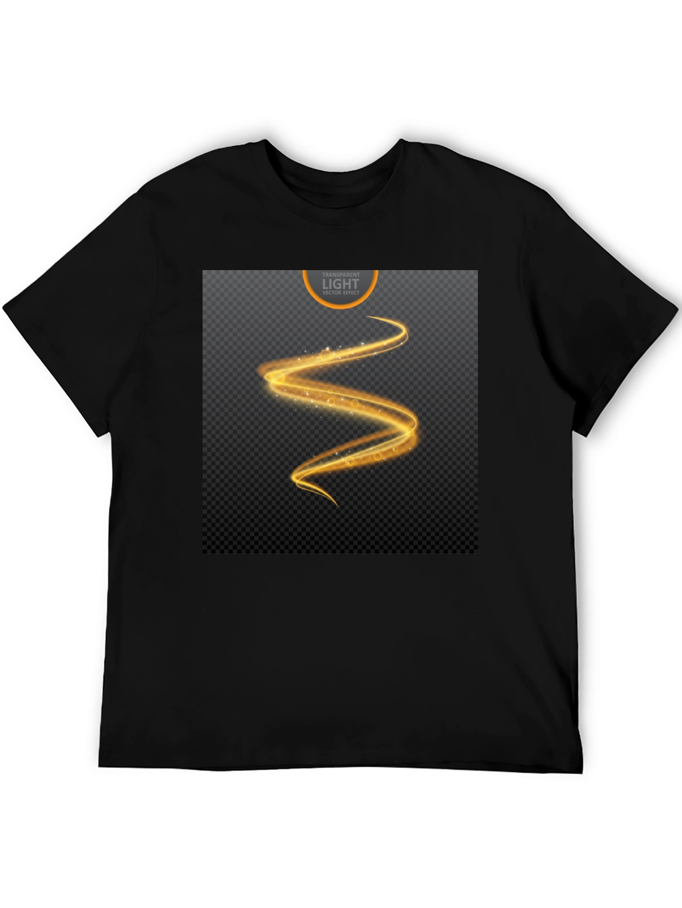 Elegant Black T-Shirt with Golden Swirl Design