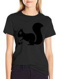 Black Squirrel Graphic Tee - Casual Cotton T-Shirt