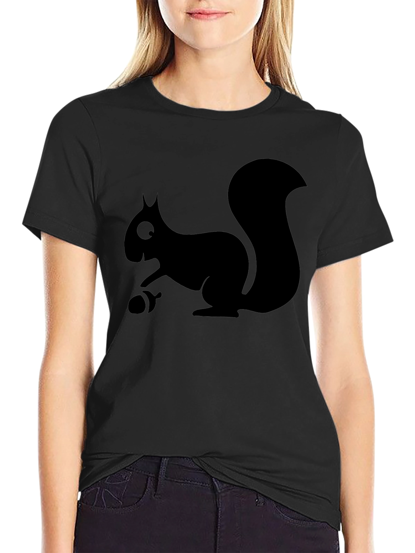 Black Squirrel Graphic Tee - Casual Cotton T-Shirt