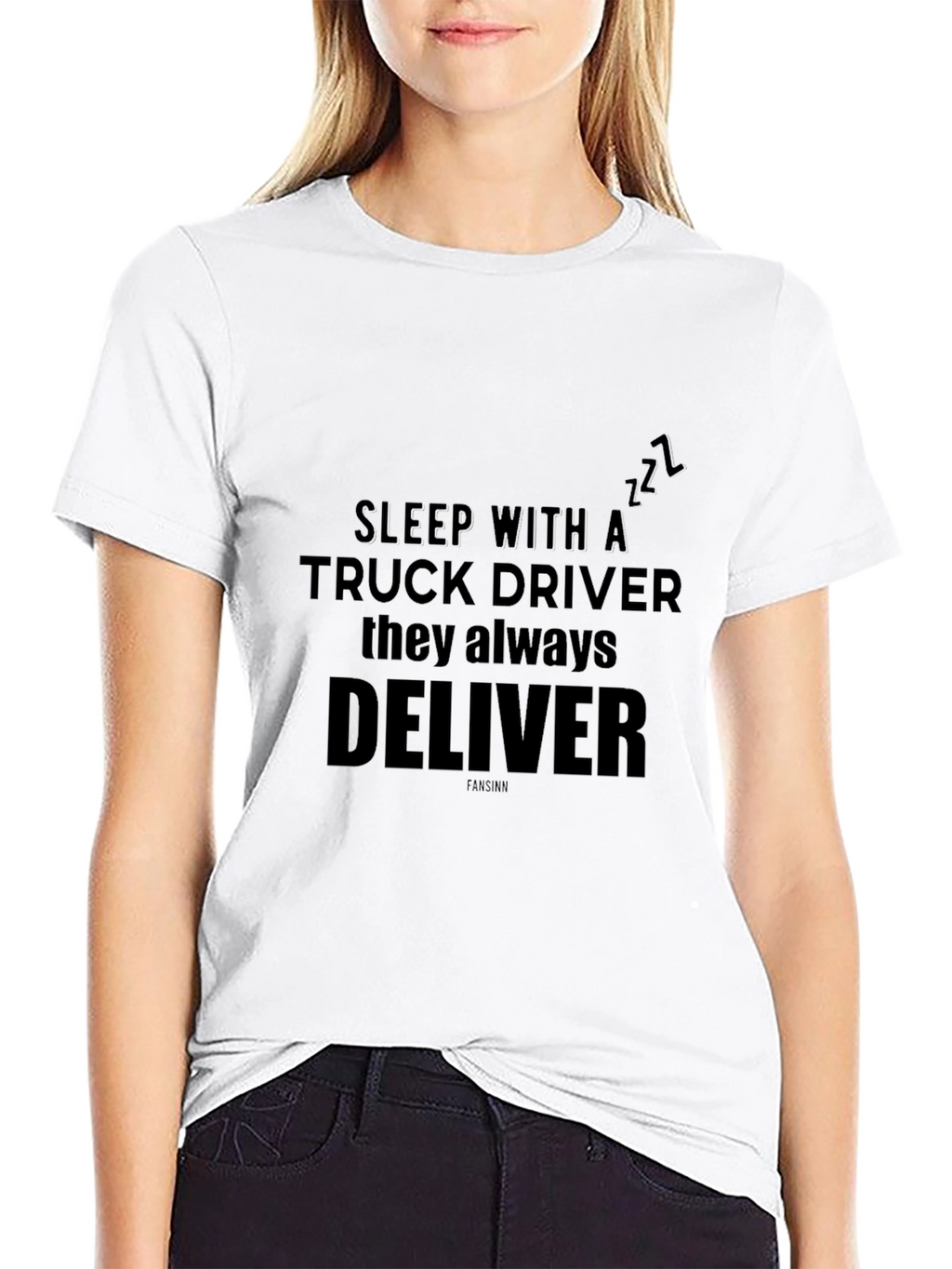 Sleep With A Truck Driver Black T-Shirt