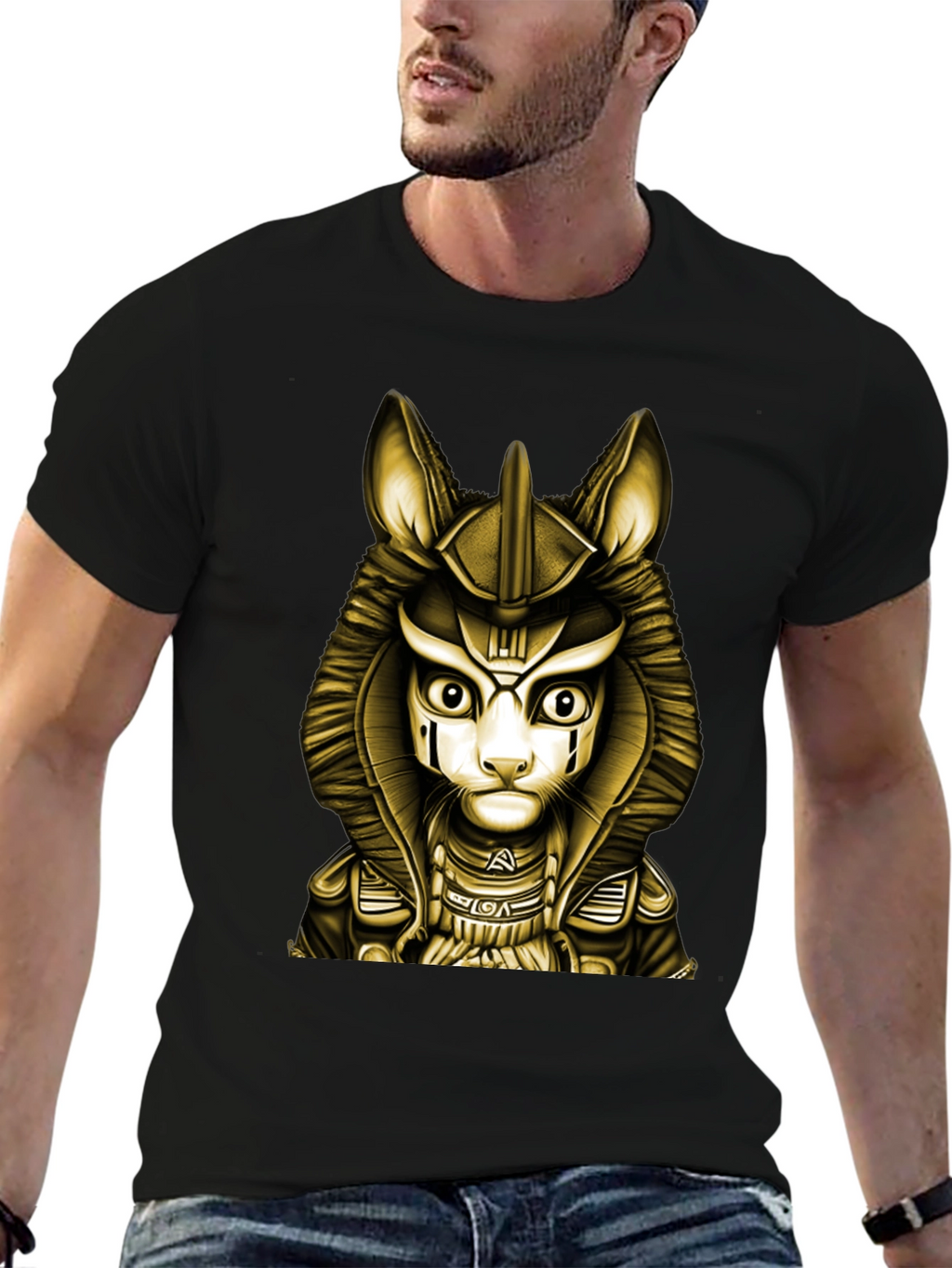 Egyptian Cat God T-Shirt - Anubis Style