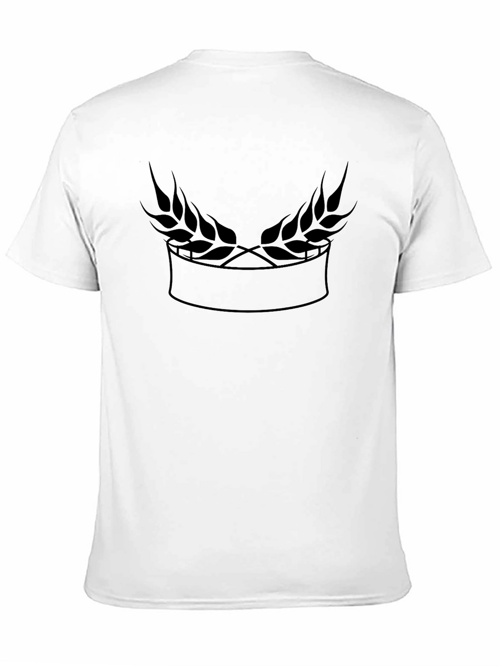 Black Graphic Tee with Wheat Laurel Design