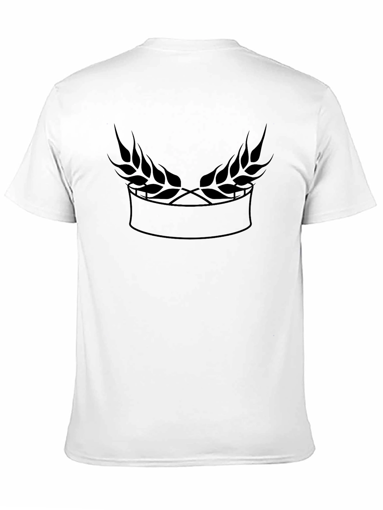 Black Graphic Tee with Wheat Laurel Design