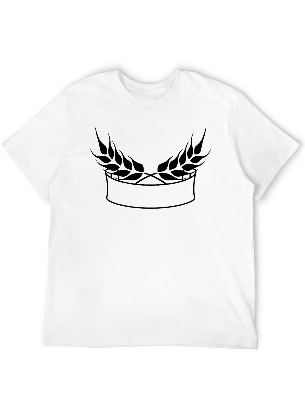 Black Graphic Tee with Wheat Laurel Design
